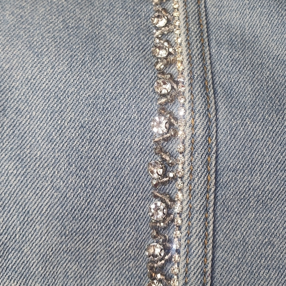 POL Rhinestone Denim Corset Tank Top, Small. New With Tags - Picture 5 of 6